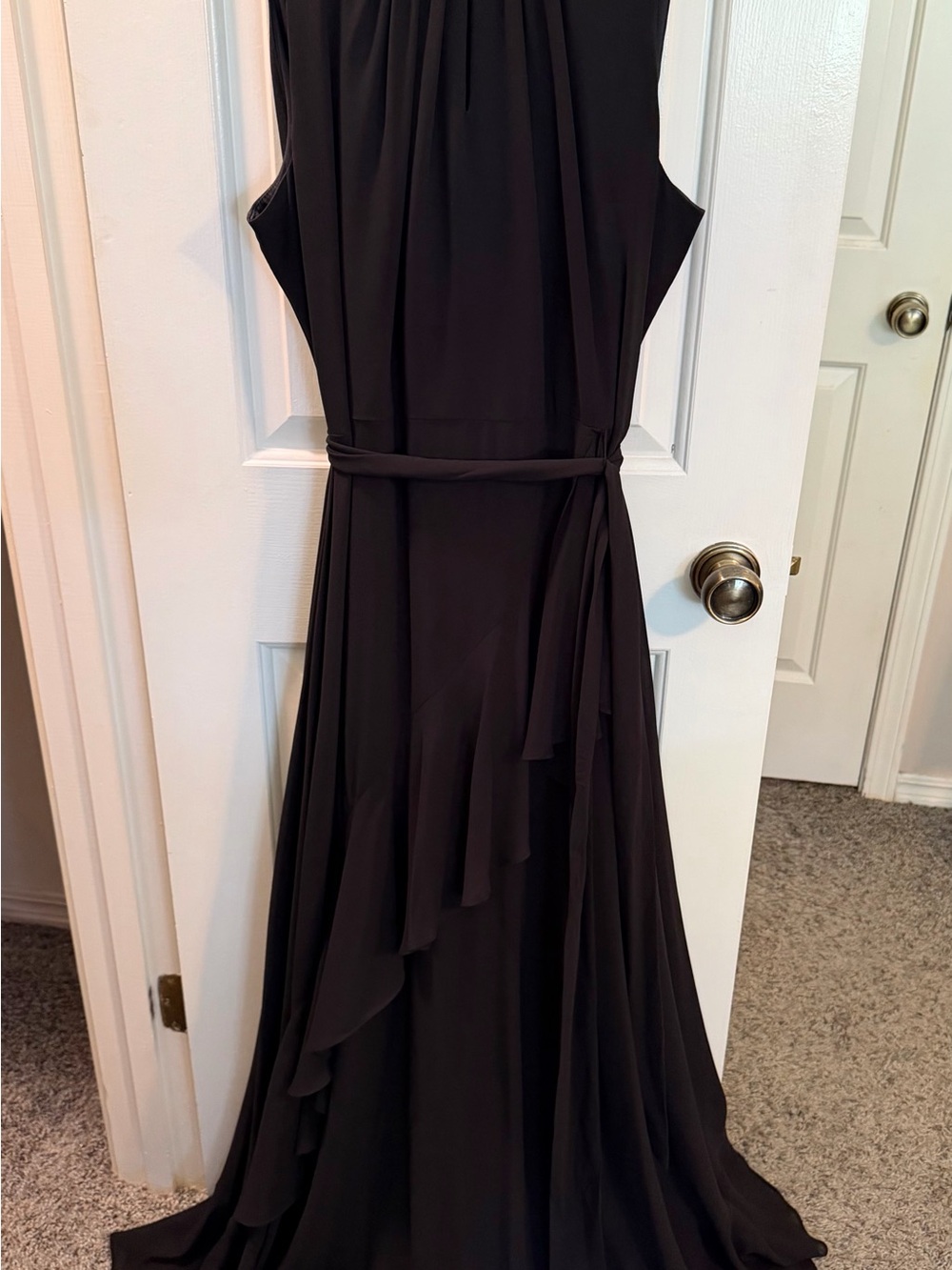 Alex Marie Long Black Formal Chiffon Dress Evening Gown size 16